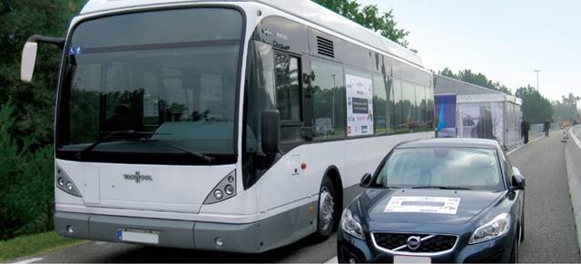 Electric Roadway Charging a bus at Lommel, Belgium
