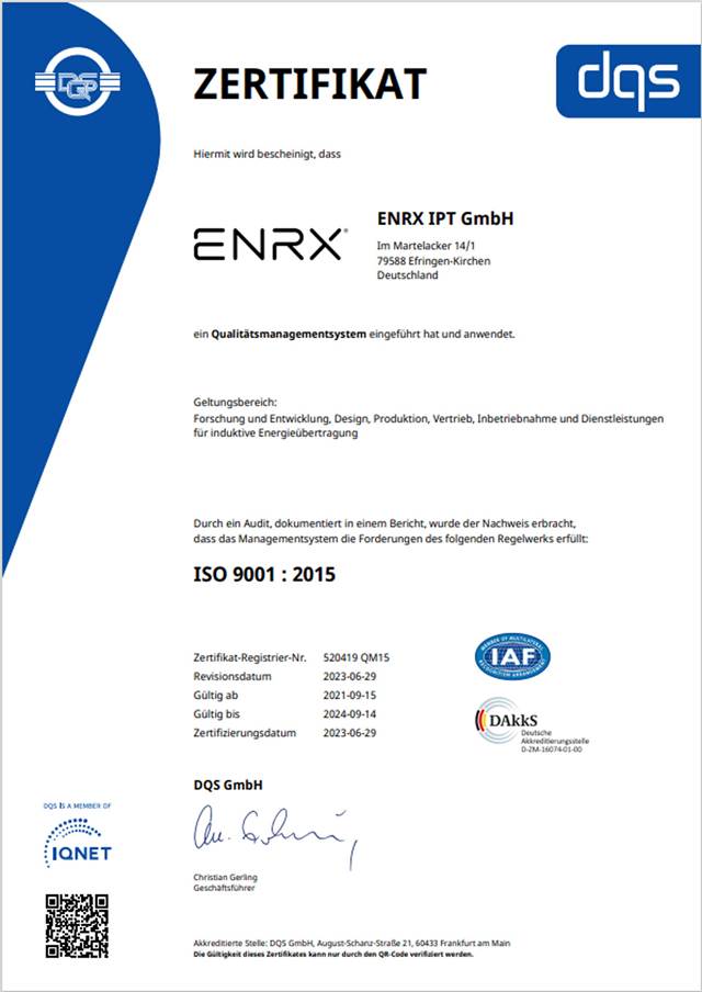 ENRX ISO-certificate German