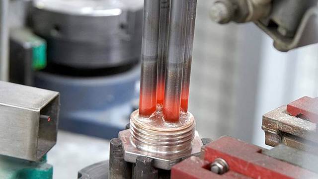 Induction brazing of heating element